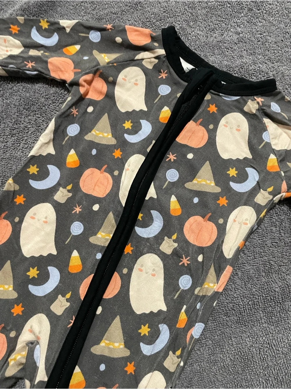 Joan’s Shoppe Baby Halloween Ghost & Pumpkin Zip One-Piece